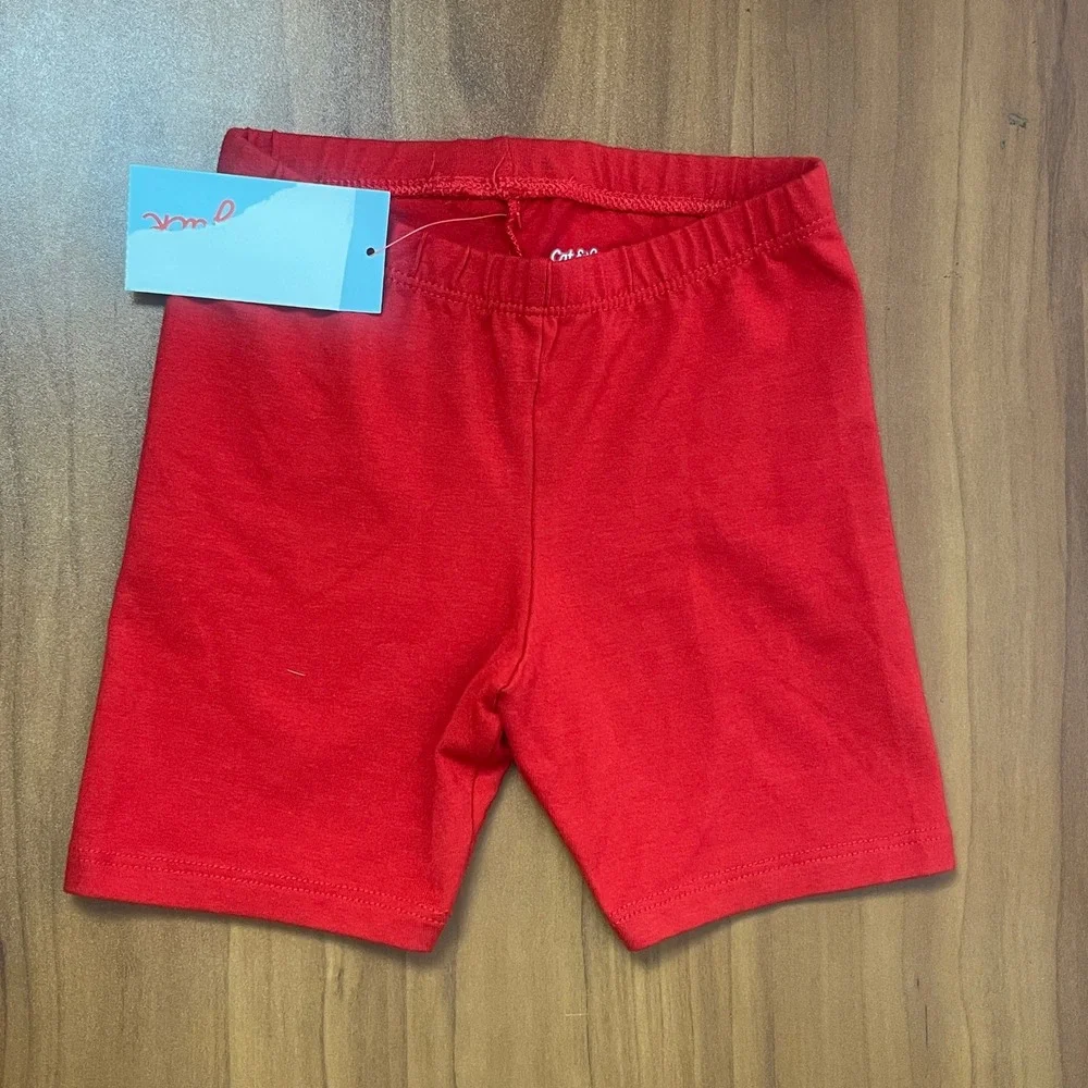 Lot of 2 Cat & Jack Toddler Girls 3T Bike Shorts Set Red Pink Elastic Waist
